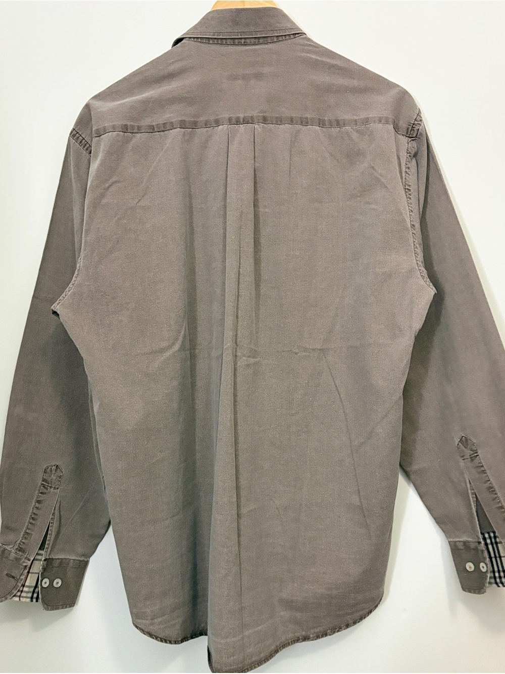 BURBERRY LONDON Made in UK Gray Cotton Stretch Nova Check Shirt Mens XXL - Picture 11 of 14
